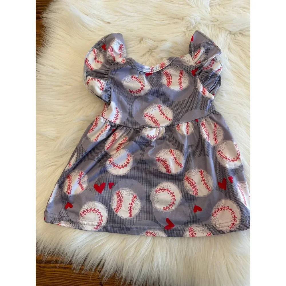 Baseball girls ruffled top‎ size 3/6m EUC